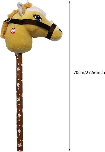 Generic Plush Stick Horse Plush Horse Riding Stick Hobby Horse Riding Toy for Boys Girls, Light Brown A in Kuwait