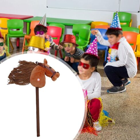 Generic Plush Stick Horse Plush Horse Riding Stick Hobby Horse Riding Toy for Boys Girls, Light Brown A in Kuwait