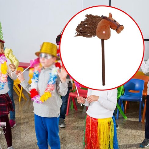 Generic Plush Stick Horse Plush Horse Riding Stick Hobby Horse Riding Toy for Boys Girls, Light Brown A in Kuwait