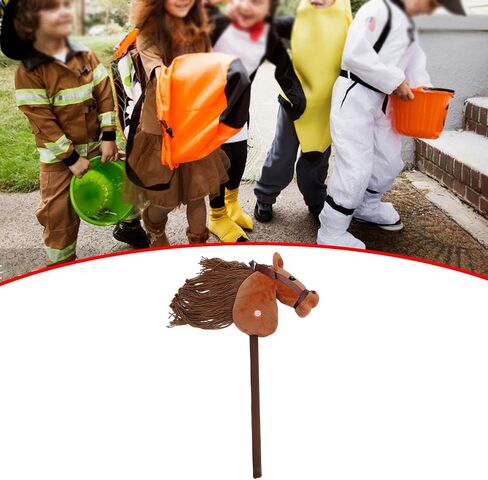 Generic Plush Stick Horse Plush Horse Riding Stick Hobby Horse Riding Toy for Boys Girls, Light Brown A in Kuwait