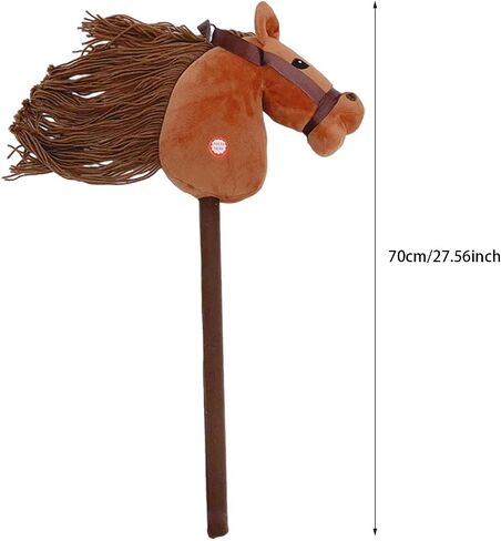 Generic Plush Stick Horse Plush Horse Riding Stick Hobby Horse Riding Toy for Boys Girls, Light Brown A in Kuwait