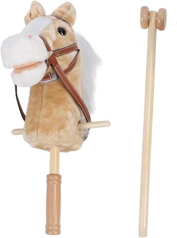 ZJchao Stick Horse، Caballos De Juguete para Nios ألعاب الحصان القطيفة لعبة عصا الحصان للبنين والبنات عصا الحصان القطيفة المصنوعة يدويًا هواية الحصان على عصا (قهوة) in Saudi Arabia