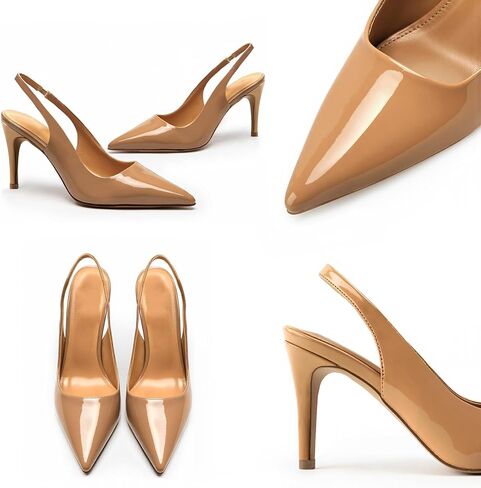 حذاء Heelchic بكعب خلفي للنساء بمقدمة مدببة وكعب ستيليتو وكعب مغلق عند الأصابع سهل الارتداء بكعب عالٍ مقاس 2.95 بوصة in Saudi Arabia
