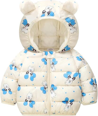 Baby Boys Girls Coats Toddler Puffer Jacket Bear Hooded Winter Clothes Outwear 9M-6Y in Kuwait