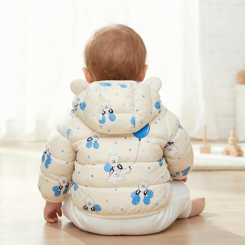 Baby Boys Girls Coats Toddler Puffer Jacket Bear Hooded Winter Clothes Outwear 9M-6Y in Kuwait