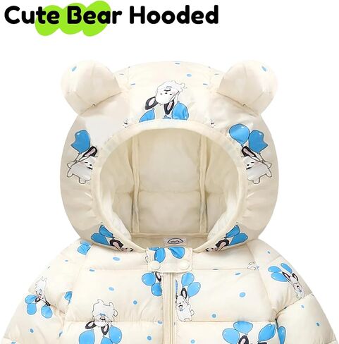 Baby Boys Girls Coats Toddler Puffer Jacket Bear Hooded Winter Clothes Outwear 9M-6Y in Kuwait