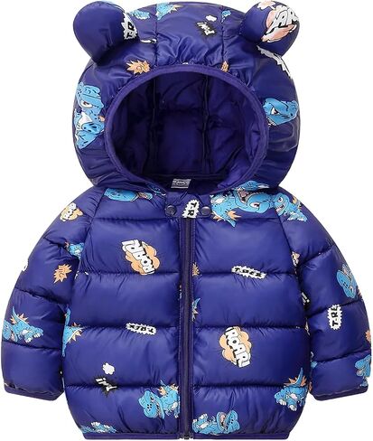Baby Boys Girls Coats Toddler Puffer Jacket Bear Hooded Winter Clothes Outwear 9M-6Y in Saudi Arabia
