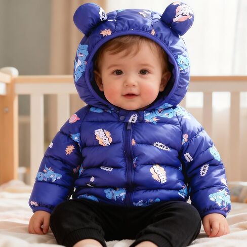 Baby Boys Girls Coats Toddler Puffer Jacket Bear Hooded Winter Clothes Outwear 9M-6Y in Saudi Arabia
