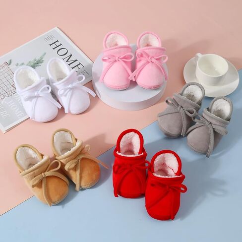 Baby Booties Newborn Fleece First Walking Shoes Non-Slip Sole Slippers Cozy Warm Booties for Infant Toddler Boys Girls in Saudi Arabia