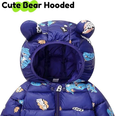 Baby Boys Girls Coats Toddler Puffer Jacket Bear Hooded Winter Clothes Outwear 9M-6Y in Saudi Arabia