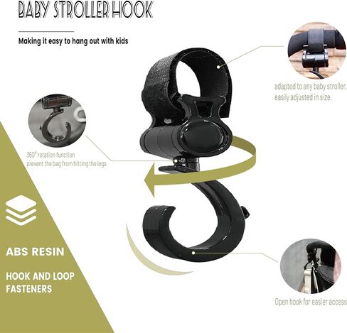 Stroller Hook Universal Stroller Clip Baby Travel Essential Wheelchair Accessories Gear for Bag 2pcs Aluminum Hook 2pcs Plastic Hook in Kuwait
