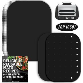 Reusable Liners for Ninja Foodi XL Pro Grill & Griddle IG601 7-in-1 Electric Indoor Grill, Air Fryer Accessories Combo, Replacement for Parchment Paper, Non Stick and Dishwasher Safe by INFRAOVENS