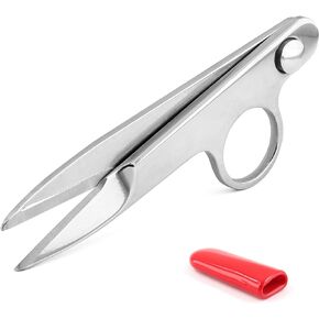Stainless Steel Thread Snip, 4.72 Inch Sewing Scissors Thread Snippers Metal Sewing Nippers with Red Protective Plastic Sleeve for Sewing, Tailoring (1Pcs)