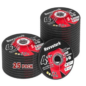 Revvstark 25 Pack Grinding Wheels 4-1/2 Inch, Grinder Wheel for General Purpose Metal & Stainless Steel, Aluminum Oxide Grinding Disc 4 1/2 for Angle Grinder, Depressed Center 4.5" * 1/4" * 7/8"