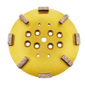 Globaldragon 10inch Pro Concrete Diamond Grinding Head disc Plate, 25Grit Curved Rectangle Segment (25Grit Soft Bond 16 Segments) Gold, White, Red, Black