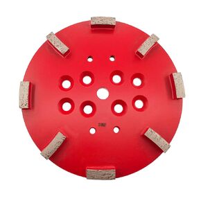 Globaldragon 10inch Pro Concrete Diamond Grinding Head disc Plate, 25Grit Curved Rectangle Segment (25Grit Soft Bond 16 Segments) Gold, White, Red, Black