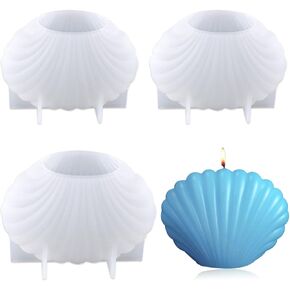 3 عبوات من قوالب صنع الشموع على شكل صدف، قوالب سيليكون على شكل صدفة لصنع صابون الشموع وديكور الزفاف على الشاطئ in Kuwait