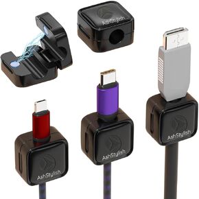 5 Pack Premium Magnetic Cord Holder Organizer by AshStylish for Desk Home Office and car Adjustable Management