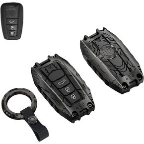 Heavy Metal Key Fob Cover Case Protector for Toyota, Keychain, Accessories for Toyota 2020-2024 Highlander 2018-2024 RAV4 Camry C-HR Corolla Avalon Prius GT86 (Type-B Black)