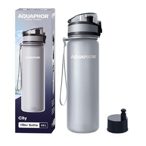 زجاجة أكوافور سيتي 500 مل رمادي | زجاجة مياه للسفر مع فلتر الكربون المنشط | فلاتر الكلور والشوائب | مصنوعة من التريتان وخالية من مادة BPA | حافظ على رطوبة جسمك أثناء التنقل! in Kuwait