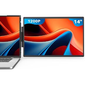 Oiiwak 14inch Laptop Screen Monitor Extender, Aluminum Alloy 1200P IPS Attachable Portable Monitor for 13.3-16" Laptop with HDMI & USB-C Ports, Compatible with Mac & Windows-M14