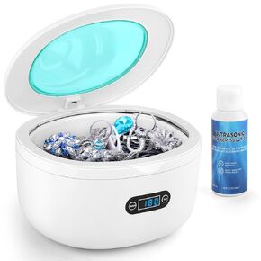 Beayosses Ultrasonic Jewelry Cleaner Machine, 750mL,48KHz, Sonic Cleaner Machine for Eye Glasses,Ring, Earring, Necklaces, Watch Strap, & 30ML Ultrasonic Jewelry/Eye Wear Cleaning Solution Concentrate