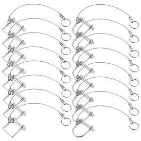 OwnMy 16PCS Square and Arched Trailer Coupler Pin Trailer Hitch Pin with Quick Release Ring, 1/4" Dia x 2-3/4" Length Prevent Loss Shaft Locking Pins Coupler Pins for Farm Trailer Wagon Towing Hitches