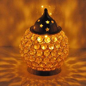 Hashcart Brass Akhand Pooja Diya for Diwali - Akhand Jyot Diwali Dia - Puja Kutthu Vilakku Deepam Kodiyu Dewali Decoration Tea Light Holder - Crystal Oil Lamp -