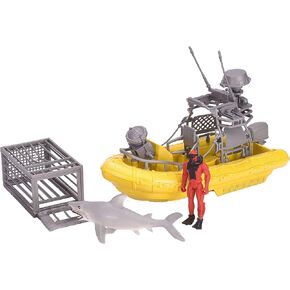 Wild Republic E-Team X Shark Set Playset, Action Figure, Shark, Boat, Diving Cage, Gifts for Kids, 4-Piece Set 15394 , Cuddlekins
