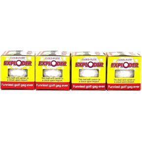 Exploding Golf Balls (Sleeve of 4) - Prank Golf Balls That Explode Into A Cloud of White Smoke Upon Impact - Funny Novelty Golf Gag Gift for Golfers