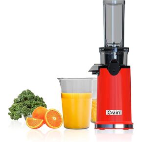 Cold Press Juicer Machine, Masticating Slow Juicer For Vegetable and Fruit, Easy to Clean, Compact Design, Mini Size, 14 Oz Juice Cup, Pulp Cup -Black with stainless steel