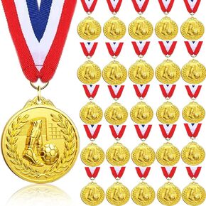 Fejapa 25 Pack Gold Soccer Medals for Kids and Adults Winner Medal Bulk for Awards Olympic Style for Kid's Sports Children Soccer Games and Prize Award Competition Celebration Party Favors Achievement