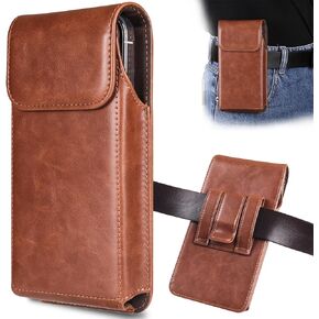 INGIDO Holster for iPhone iPhone 15, 15 Pro, 14, 14 Pro, 13, 13 Pro, 12, 12 Pro, 11, 11 Pro, XR, Galaxy S24, S23, S22, Premium Leather Pouch with Belt Clip Phone Holster Belt Case, Coffee -M