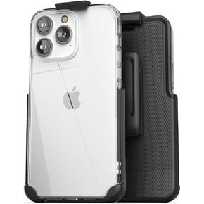 Encased Magnetic Belt Case for iPhone 14 Pro Max with Holster Clip, Compatible with MagSafe (Crystal Clear)