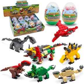 12pcs Dinosaur Eggs with Dinosaurs Building Blocks, Egg Surprise Toys for Easter Basket Stuffers,Kids Activities Toy - Toys for 3+ Year Olds Boys Girls