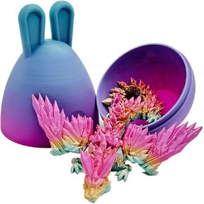 Muimray تنين مطبوع ثلاثي الأبعاد في بيضة مع جناح، تنين كريستال تنين مفصلي بالكامل مع بيض آذان الأرنب، ألعاب تململ تنين كريستال، ألعاب تململ للأطفال والكبار هدايا (بيضة أرنب) in Kuwait