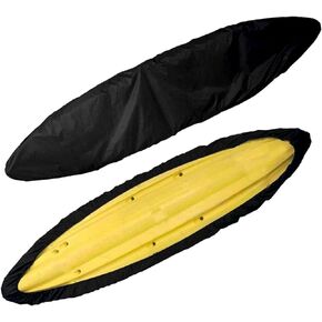 J&C Kayak Covers for Outdoor Storage Waterproof Canoe Cover Dust Proof Fits 8ft 10ft 12ft 13ft 14ft 15 16 17 18ft 19 ft 210D Polyester Anti Sunlight Fishing Boat Protector