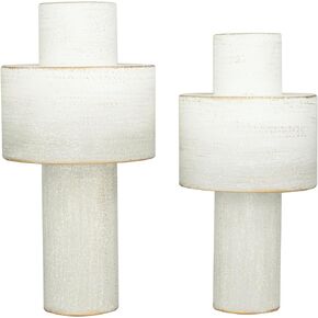 CosmoLiving by Cosmopolitan Metal Decorative Vase Centerpiece Vases, Set of 2 Flower Vases for Home Decoration 16", 15"H, White