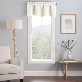 Eclipse Kendall Modern Scalloped Valance Rod Pocket Window Curtain for Kitchen or Bathroom, 42 in x 18 in, Ivory