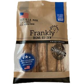 Frankly Chicken Roll Wrap Chews | Small Chicken Wrapped Rawhide For Training Small & Large Dogs | 5 Inches Long Grain-Free Chicken Dog Chews | 100 Percent U.S.A. Made (Pack of 5)