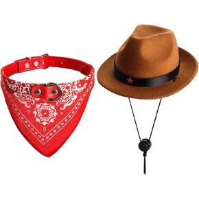 Fumwase Small Dog Cowboy Hat Pet Cowboy Costume Halloween Costumes for Dogs Cat Puppy Hats Dog Costume Costume Accessories Dog Cat for Party Festival and Daily Wearing