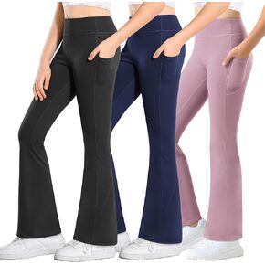 Stelle Girl's Flare Leggings with Pockets High Waisted Bootcut Yoga Pants Kids Dance Bell Bottoms Leggings