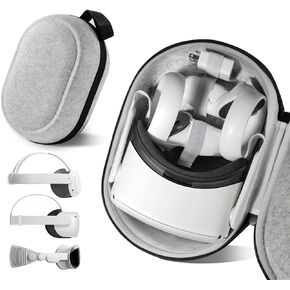 OPTOSLON Compact Hard Carrying Case Compatible with Oculus Meta Quest 3/Quest 2/Apple Vision Pro, Accessories Travel Case with Lens Protector Cover, Ultra-Sleek Design