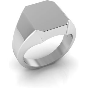 TURQ N TAUPE 925 Sterling Silver Flat Top High Polish Signet Fingerrring for Men and Boys