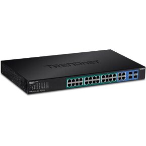 TRENDnet 52-Port Web Smart PoE+ Switch, 48 x Gigabit PoE+ Ports, 4 x Shared Gigabit Ports (RJ-45 or SFP), VLAN, QoS, LACP, IPv6 Support, 740W PoE Power Budget, Lifetime Protection, TPE-5048WS,Black