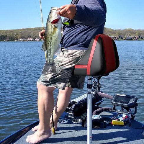 Leader Accessories Pro Casting Boat Seats Lean Pro مقعد قارب صيد بعقب مقعدين (أسود وأحمر) in Kuwait
