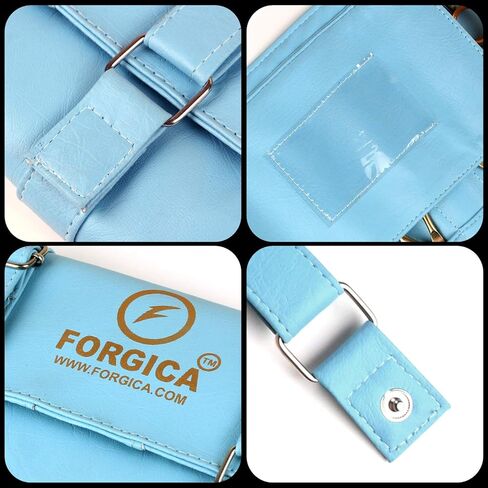 Forgica Hair Stylist Scissor Holder Gift For Men Pouch Cases for Hairdressers, Barber Shears Holder Salon Tools Holster Bag, Black PU Leather Roll-Up Organizer (Sky Blue) in Saudi Arabia