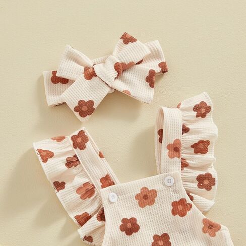 Covvoliy Infant Baby Girl Summer Clothes Outfits Cute Print Fly Sleeve Romper Jumpsuit Bodysuit with Headband in Kuwait