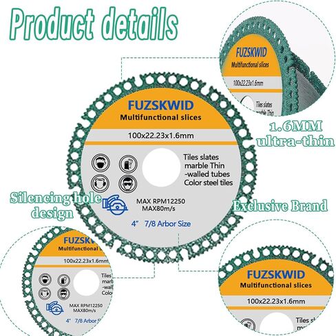 5-Pack 4" Indestructible Disc for Grinder 2.23- Cut Everything in Seconds,for Angle Grinder Cutting Disc 7/8 inch,Cutting Discs for Smooth Cutting, Chamfering, Grinding of All Materials in Saudi Arabia