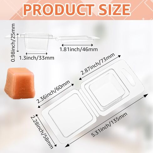 JMIATRY 150 Packs Single Wax Melts Containers 1.3oz Single Clamshells for Wax Melts Square Plastic Wax Melt Molds Clear Single Wax Melt Clamshells, Empty Candle Melt Molds in Saudi Arabia